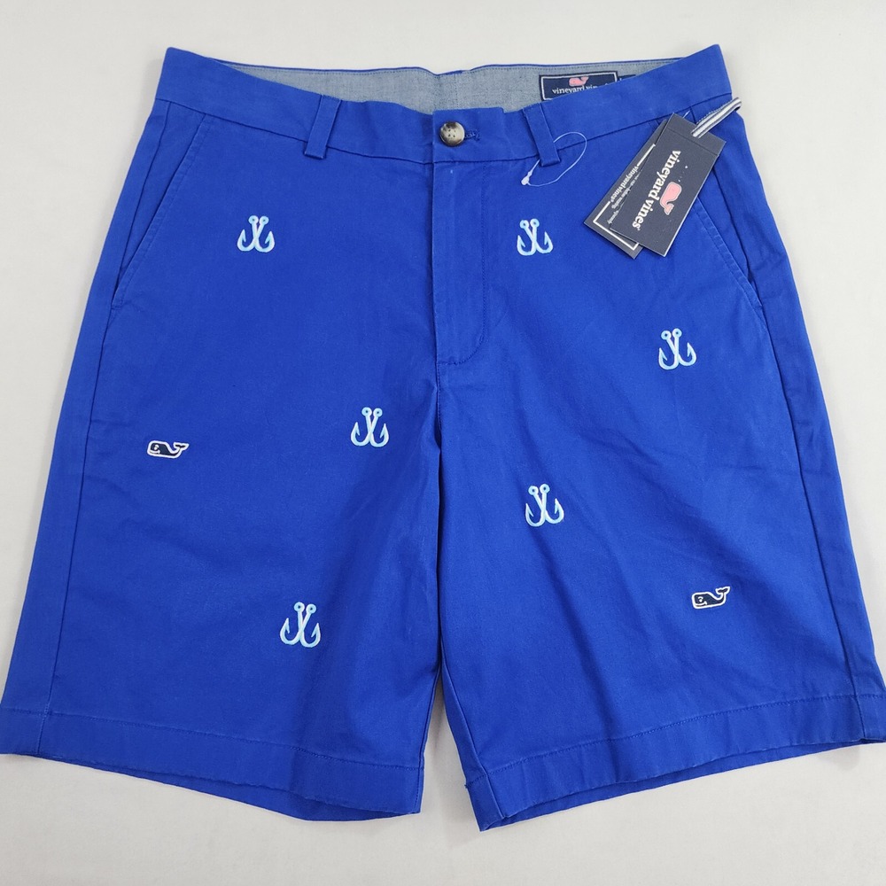 Vineyard Vines Breaker Shorts Mens 32 Blue Embroidered Whale Anchor 9 Inseam NEW